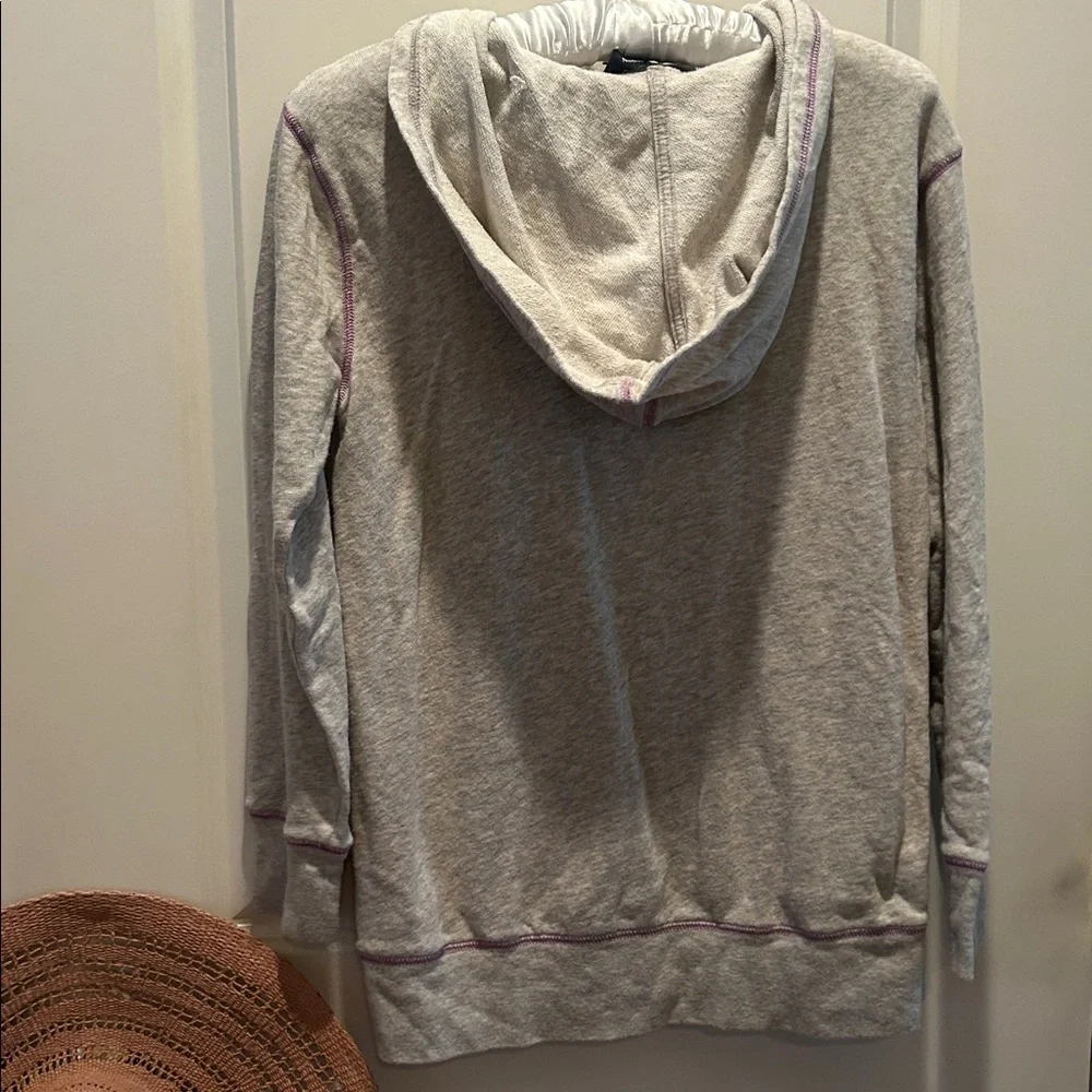 RALPH LAUREN Girls Heather Grey Hoodie Purple Pony Logo Size L 12-14